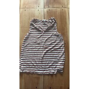 Green Envelope Los Angeles Striped V-Neck Tank Top Rust Orange White Womens M